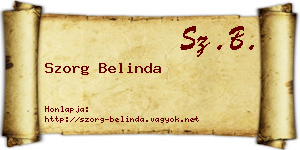 Szorg Belinda névjegykártya